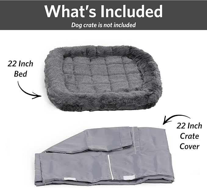 New World Dog Crate Comfort Kit by, Matching Dog Crate Cover & Dog Bed to Make Your Dogs Crate Their Home, Compatible with MidWest Homes for Pets & New World Dog Crates, Fits 22-Inch Dog Crate, Gray - Image 4