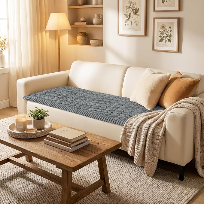 Smiry Non Slip Couch Covers for Dogs, Scratch Resistant Pet Sofa Protector | Machine Washable Soft Fuzzy Thick Furniture Cover for Sofa Loveseat Sectional Large Dogs, Grey, 27.6" x 95" - Image 2