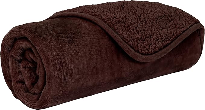 PETAMI Sherpa Fleece Waterproof CAT and Dog Blanket, Brown, Small - Image 7