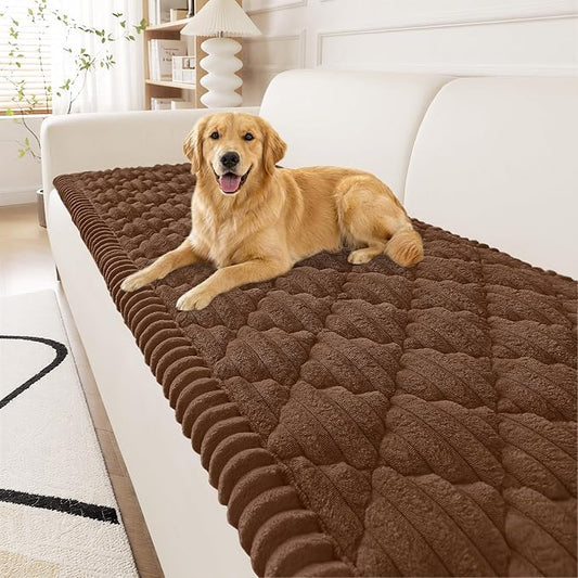 Smiry Couch Cover for Dogs Washable, Non Slip Fuzzy Pet Sofa Protector | Soft Thick Furniture Cover for Sofa, Loveseat and Sectional, Scratch & Pet Hair Resistant (Chocolate, 27.6" x 95") by Smiry