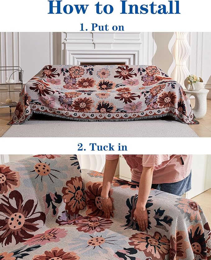 AIVIA Couch Cover Sheet Blanket, Oversized Covers for 3 Cushion Sofa, Extra Large RV Furniture Decoration Throws Recliner Slipcovers, L-Shape U-Shaped Sectional Protector for Cats Dogs Washable - Image 3