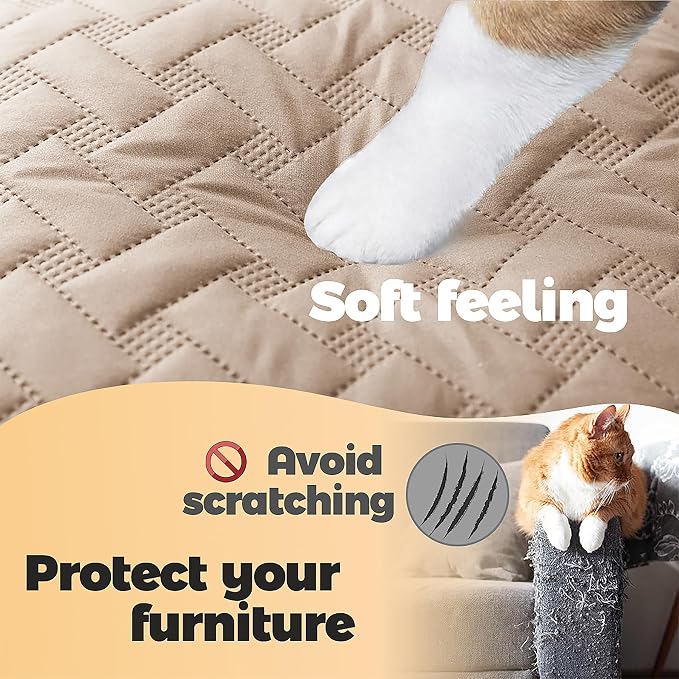 gogobunny 100% Double Sided Waterproof Dog Blanket Soft Pet Bed Cover Reversible Protect Furniture Couch Sofa Car for Puppy Cat Kids (Dark Beige/Light Beige, 82x102 Inch (Pack of 1)) - Image 4