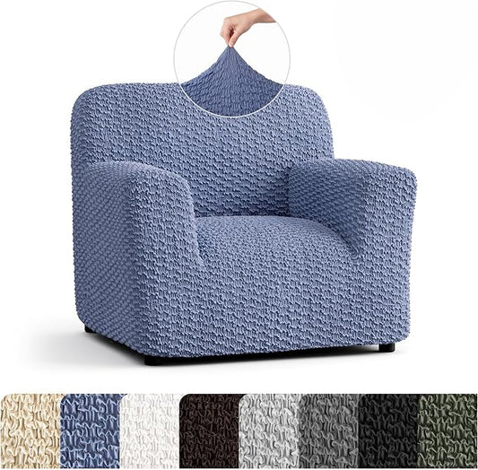 PAULTO BY GA.I.CO. Stretch Sofa Slipcovers – Soft Elastic Fabric Couch Cover for Armchair Loveseat 3-Seater & 4-Seater Sofa Cover – Non-Slip Furniture Protector Washable - Blue (21"-39" Wide) by PAULATOBYGAICO