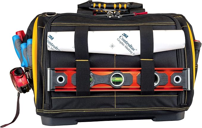 Cat 18-Inch Pro Tool Bag with 56 Pockets, Wide Mouth Opening, Molded Base, Hi-Vis Interior, and Shoulder Strap – Heavy-Duty 1680D Polyester Construction - 240051 - Image 8