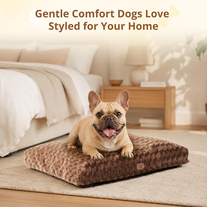 EGOHOME Dog Bed for Medium Dogs, Shredded Memory Foam, Washable, Non-Slip | Balanced Support Foam, CertiPUR-US, Removable Washable Cover, Rose Velvet, Dog Crate Bed & Kennel Pad, 29 x 21 Inch, Brown - Image 9