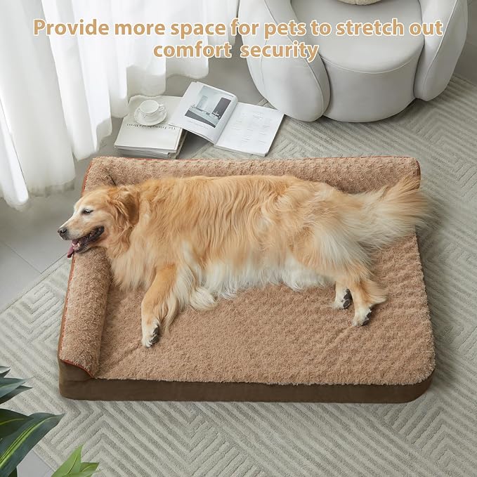 BFPETHOME Orthopedic Washable Dog Beds for Large Dogs, Sleeping Dog Couch | 36x27 Inch Deluxe Plush Rose Velvet Washable Cover, Egg Crate Foam Support, Waterproof Lining, Non-Slip Bottom, Senior Dogs - Image 2