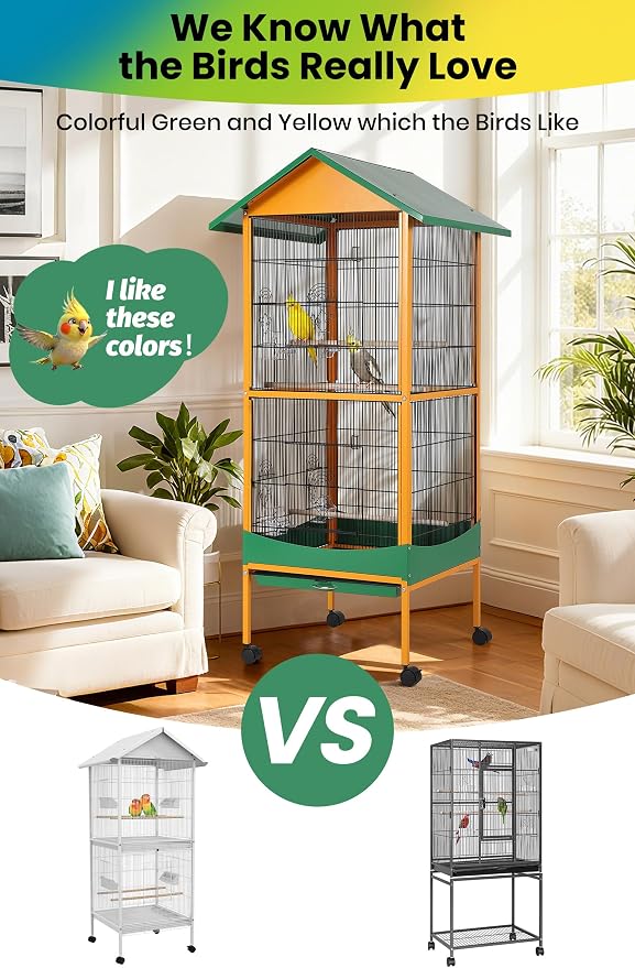 Garvee Bird Cage, 66''H Extra Large Bird Cage,Easy to Clean | w/ Removeble Tray, Waterproof Roof, Lockable Caster, Indoor& Outdoor Use for Conure,Macaw,Budgie,Cockatiel,Parakeet - Image 7