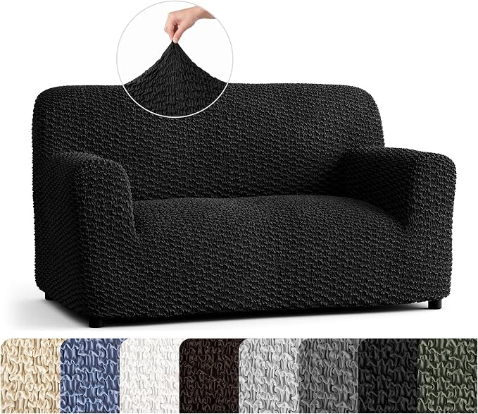PAULTO BY GA.I.CO. Stretch Sofa Slipcovers – Soft Elastic Fabric Couch Cover for Armchair Loveseat 3-Seater & 4-Seater Sofa Cover – Non-Slip Furniture Protector Washable - Black (40"-63" Wide) by PAULATOBYGAICO