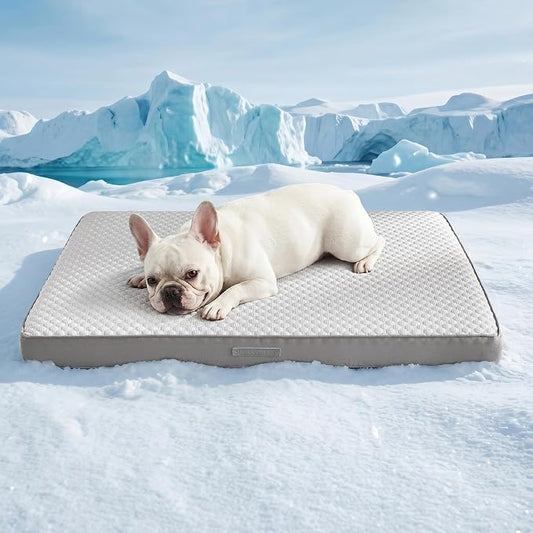 WDCOZY Orthopedic Cooling Dog Bed for Medium Dogs, Q-Max>0.4 Breathable Summer Pet Mat with High Density Memory Foam, Removable Washable Cover, Non-Slip Dog Crate Bed for Pets Up to 40 lbs，29x21 Inch by WDCOZY
