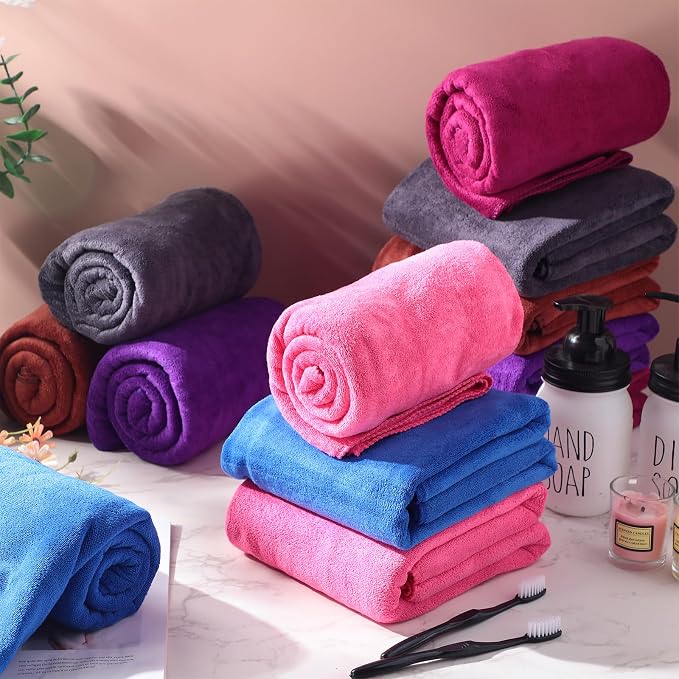 Newwiee 18 Pack 28 x 55 Inch Microfiber Bath Towel Oversized, Soft Absorbent and Fast Drying, No Fading Multipurpose Use for Sports, Travel, Fitness, Yoga - Image 4