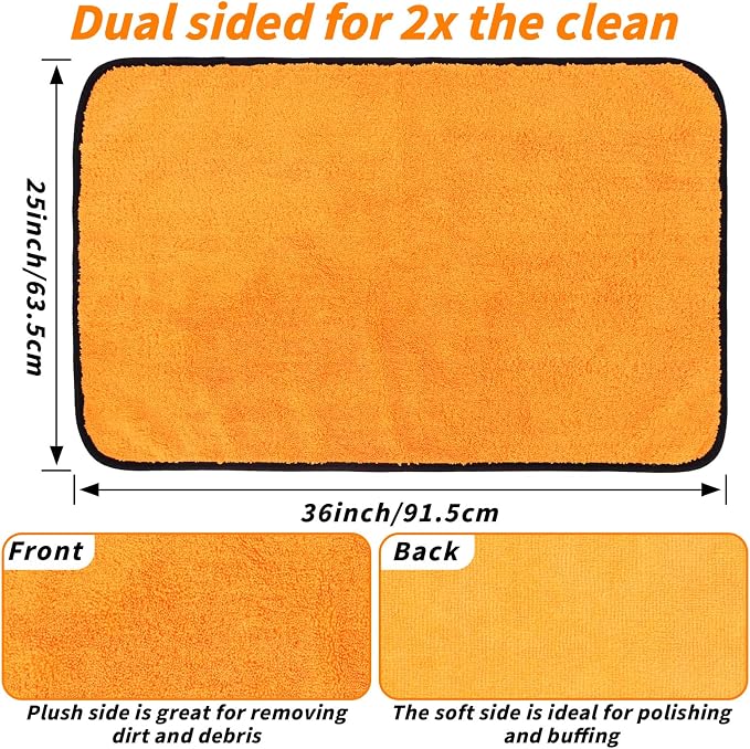6 Pack Microfiber Towels for Cars, 36" x 25" Dual-Sided Car Drying Towel | 450 GSM Highly Absorbent, Lint-Free Microfiber Cleaning Cloths for Scratch-Free Drying, Detailing, Buffing, Polishing Cars - Image 2