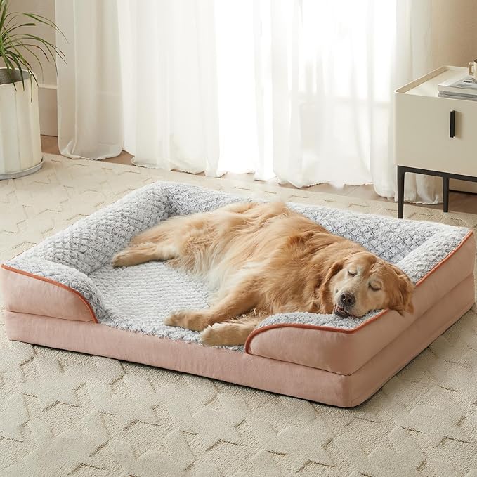 LEXTRO Orthopedic Dog Bed for Medium Dogs, Comfy Sleeping Dog Sofa Bed | 28x23 Inch Medium Dog Bed with Sides, Non-Slip Bottom and Egg-Crate Foam Dog Couch Bed with Washable Removable Cover by LEXTRO
