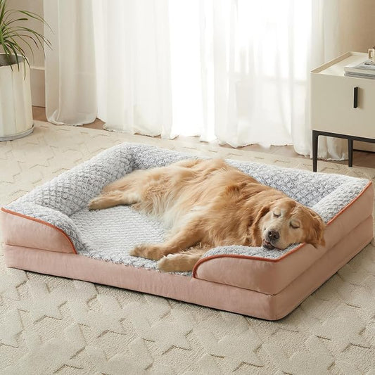 LEXTRO Orthopedic XXL Dog Bed, Washable Dog Beds for Extra Large Dogs | 48x35 Inch Non-Slip Bottom Dog Sofa for Senior Dogs and Pet Couch Bed with Waterproof Lining , Washable Removable Cover by LEXTRO
