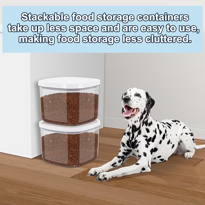 LEAWALK 5-8Lbs/5.28Qt/5L Airtight Dog Cat Food Storage Container and Pet Storage Bin BPA-Free. PET Clear Stackable Dog Treat Containers for Pet Food/Rice/Dry/Cereals/Flour/Sugar/Bread, etc (Medium - Image 3
