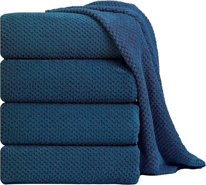 Extra Large Bath Towel Sheet Set 35x70 Inches, Oversized Bath Towels Set,Jumbo Large Microfiber - Quick Dry,Lightweight,Super Soft,Highly Absorbent Towel Set for Bathroom,Hotel,SPA,Pack of 4(Navy) by Smuge