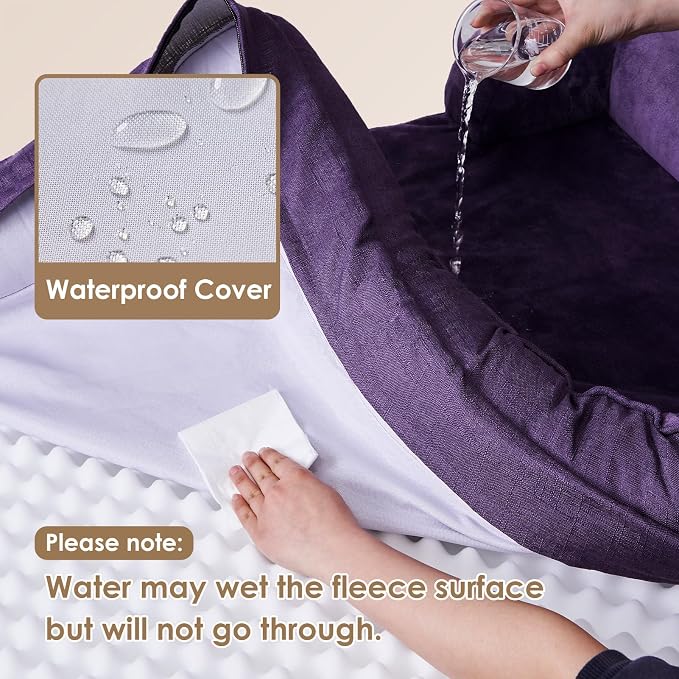 EHEYCIGA Orthopedic XXL Dog Bed, Waterproof Washable XL Big Pet Bed 48" | Non-Slip Bottom and Egg-Crate Memory Foam Extra Large Pet Couch Bed with Washable Removable Cover, Purple - Image 3