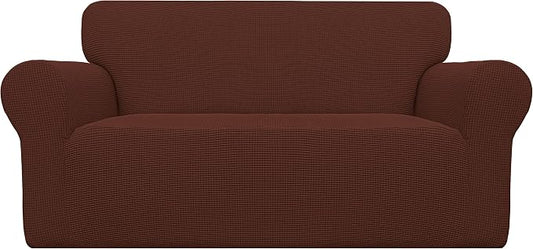 Easy-Going Stretch Oversized Loveseat Couch Covers Washable Coffee | 1-Piece Large Loveseat Cover for 2 Cushion Couch Furniture Protector RV Sofa Slipcover Soft with Bottom for Kids Pets by Easy-Going