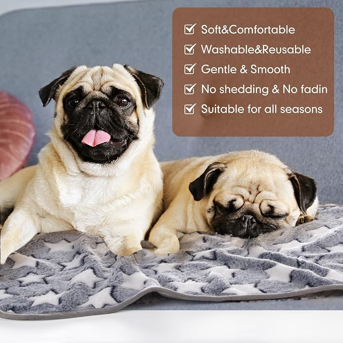 Chumia 40 Pcs Dog Blankets Soft Fluffy Fleece Washable Puppy Sleep Blankets Small Mat for Pets Throw Warm Bed Mat for Dog Puppy Cat (Grey,Heart,Star,Paw,Bone) - Image 4