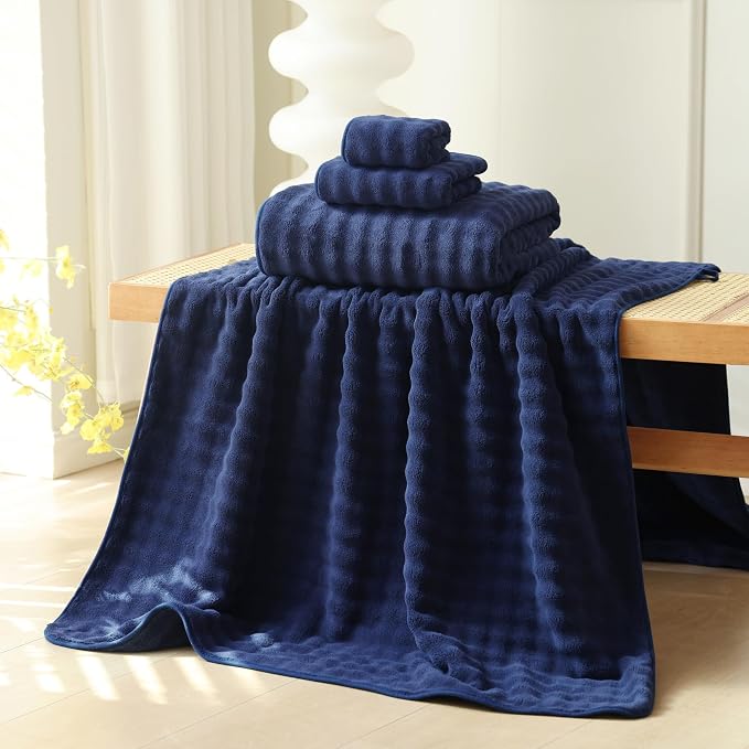 Bath Sheet 40x80 Inches Microfiber Extra Large BathTowel Super Soft Absorbent Quickly Dry Shower Towel for Bathroom (Navy Blue,PK 1) - Image 5