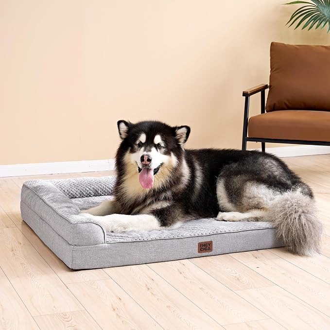 EHEYCIGA Extra Large Dog Bed Othorpedic 44x32x6.5, Memory Foam XL Dog Bed with Washable Removable Cover, Waterproof Pet Sofa Couch XLarge Size Dogs with Nonskid Bottom, Grey - Image 9