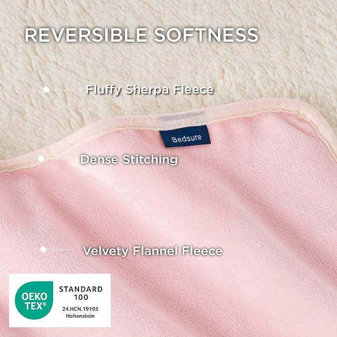 Bedsure Waterproof Dog Blankets for Large Dogs Sherpa Fleece Throw, 40X50 | Washable Soft Plush Pet Cat Blanket for Couch Cover, Reversible Cozy Calming Sofa Protector Warm for Senior Dogs,Pink - Image 3