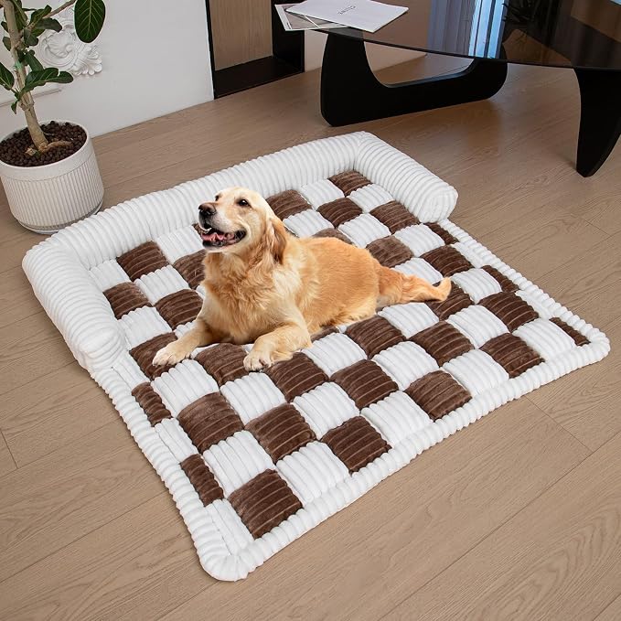 TOPCHANCES Dog Couch Cover,Thickened Quilted Plaid Funny Fuzzy Pet Couch Covers for Sofa,Washable Non Slip Pet Mat Sofa Dog Cover Protector for Large Dogs(Dark Brown,30x30inch) - Image 7