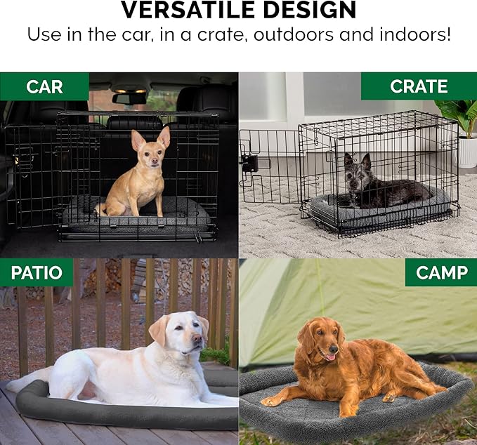 Furhaven Dog Bed for Large/Medium Dogs, 100% Washable, Sized to Fit Crates - Sherpa Fleece Bolster Crate Pad - Gray, Large - Image 12
