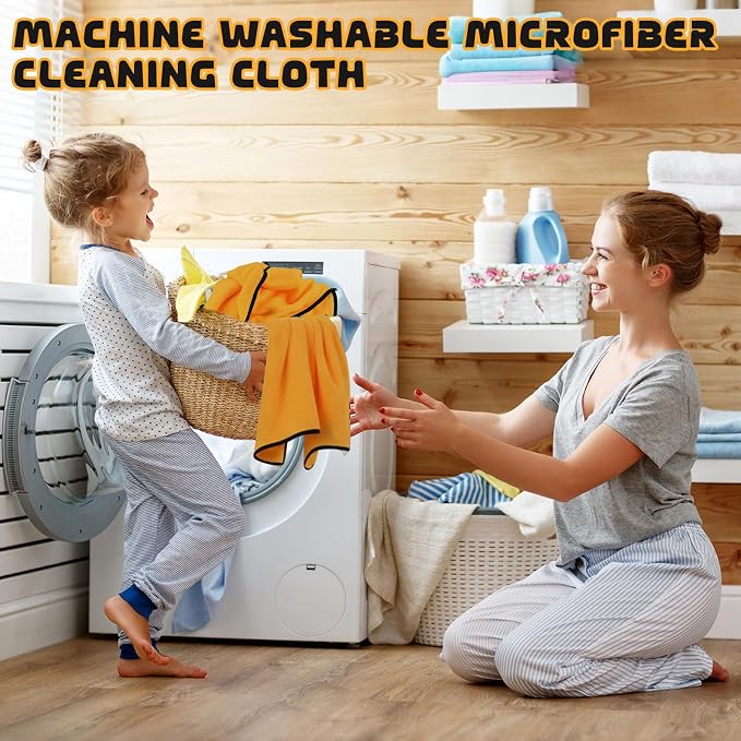 Tallew 100 Pcs Yellow Microfiber Towels: 16"x16" Microfiber Drying Towels Bulk Micro Fiber Car Cleaning Cloth for Cars Drying Washing Polishing Cleaning Household Supplies - Image 5