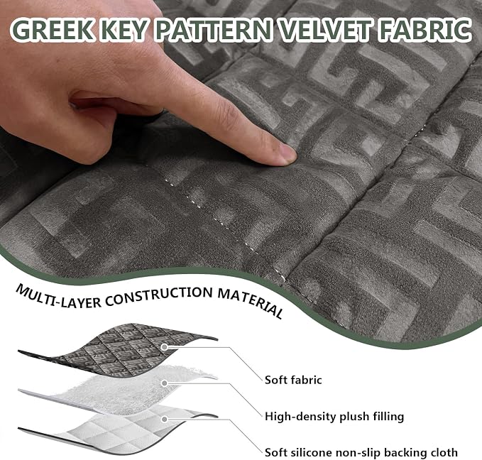 Paw Cart Couch Cover Caravan Quilted Sofa Topper Greek Key Pattern Washable Non Slip Soft Pet Protector for Any Type of Couch (Gray,W 28“ x D 28” 1 Piece) - Image 5