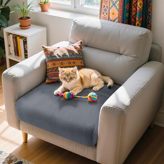 Hokway Stretch Couch Cushion Slipcovers Reversible Cushion Protector Slipcovers Sofa Cushion Protector Covers(Gray, Small) - Image 8