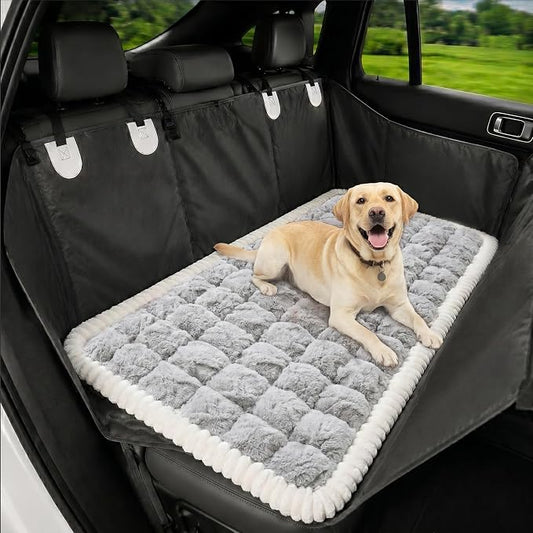 Avont Dog Bed for Car Back Seat, 2026 New Backseat Pet Bed Mat | 52.3"x23.6" Back Seat Pet Cover for Dogs Machine Washable Non-Slip Thick Plush Travel Mat for SUVs Trucks Camping Light Grey by Avont