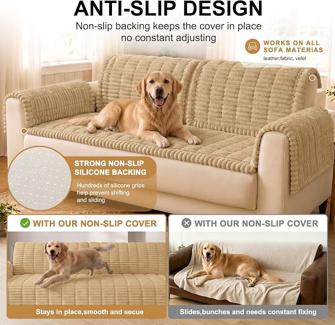 Smiry Couch Cover for Dogs, Non Slip Washable Sofa Protector for Pets | Soft Furniture Cover for Leather & Fabric Couches, Cozy Protect Against Fur, Dirt & Messes, Pet Friendly, 35.4"x70.9" - Image 10