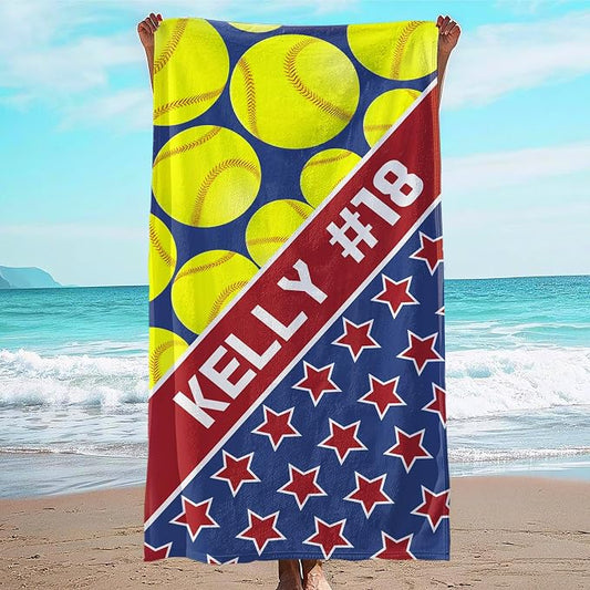 Personalized Beach Towel With Name, Custom Beach Towel with Text, Customized Microfiber Pool Towel, Quick Dry & Absorbent Swim Towel for Adult,Anniversary, Birthday, Summer Holiday,Vacation,Tennis by JML