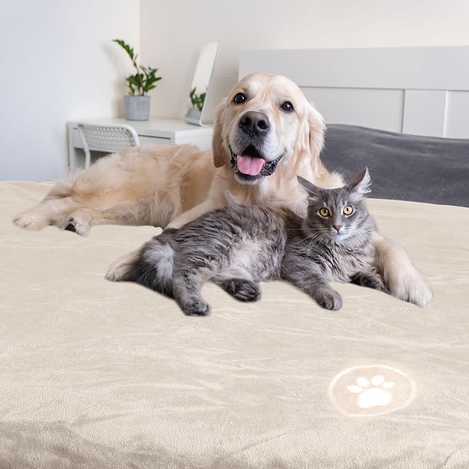 PETMAKER Dog Blanket - 60x80in Reversible Sherpa Blanket - Throw Blankets for Bed, Couch, Crate, or Car - Machine Washable Puppy Essentials (Cream) - Image 8