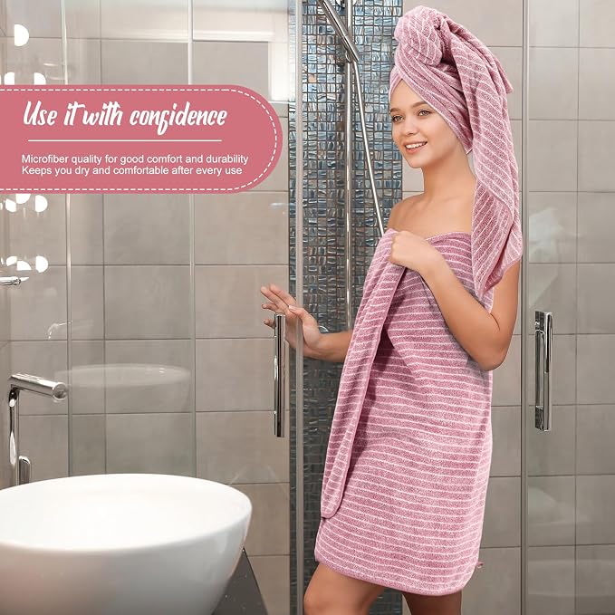 SmoothNovelty 16 Pack Microfiber Bath Towels Bulk 27'' x 60'' Oversized Size Bath Towel Highly Absorbent Extra Large Soft Drying for Beach Shower Summer Salon Sport Gym Party (Pinstripe,Pink) - Image 6