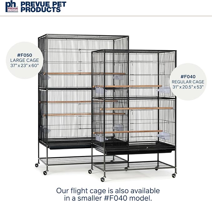 Prevue Hendryx Pet Products Wrought Iron Flight Cage - Big Rolling Bird Cage for Parakeets, Cockatiels, Conures, Lovebirds, Canaries, Finches, Parrotlets, & Caiques, 5 Ft - X-Large, Hammertone Black - Image 6