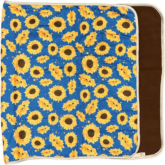 Tater Pets Guinea Pig Fleece Cage Liner - Tidy Mat - Lap Pad - Corner Pad - Absorbent - Machine Washable - for Guinea Pigs and Hedgehogs (1x2 C&C (14"x 28"), Sunflowers) by TaterPets