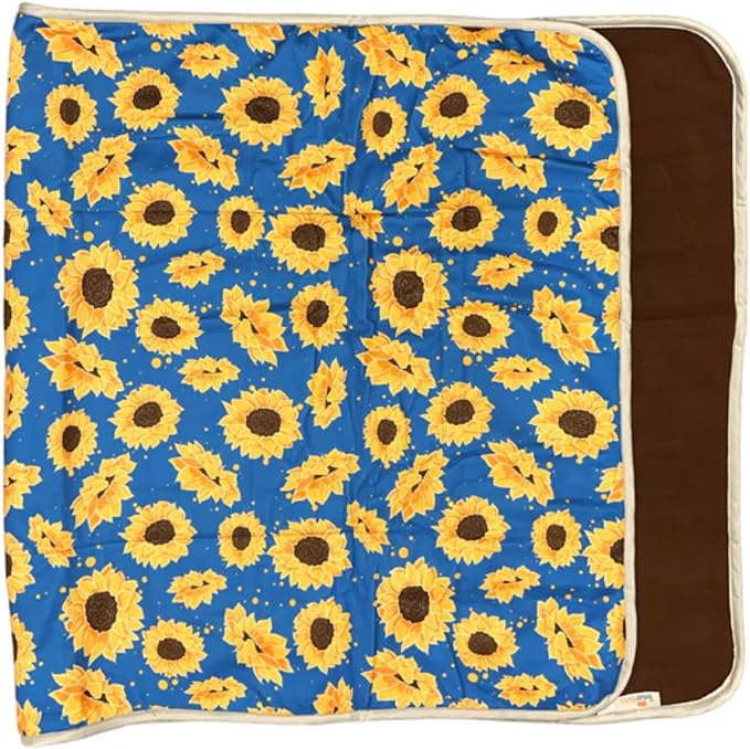 Tater Pets Guinea Pig Fleece Cage Liner - Tidy Mat - Lap Pad - Corner Pad - Absorbent - Machine Washable - for Guinea Pigs and Hedgehogs (Tidy Mat 14"x14", Sunflowers) by TaterPets