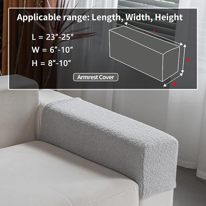 OHSIO Couch Cushion Covers for Sectional Sofa, Stretch Soft Sofa Slipcovers Washable Wear-Resistant Universal Furniture Protector for Living Room(1 Piece Armrest Cover, Light Gray) - Image 2