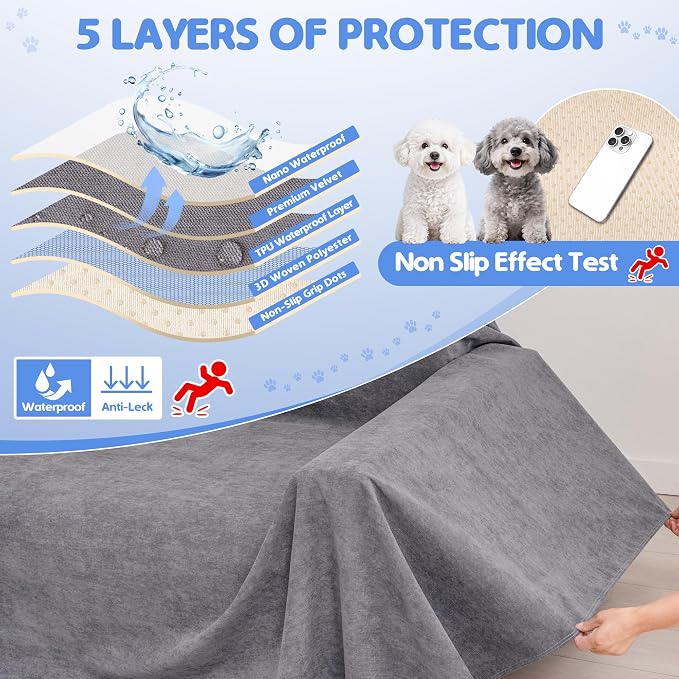 Loiion 100% Double-Sided Waterproof Dog Sofa Cover - Anti-Slip, Leakproof Couch Cover, Pet-Friendly Couch Protectors for Puppy, Large Dog, Kids and Pets 118"X71" - Image 7