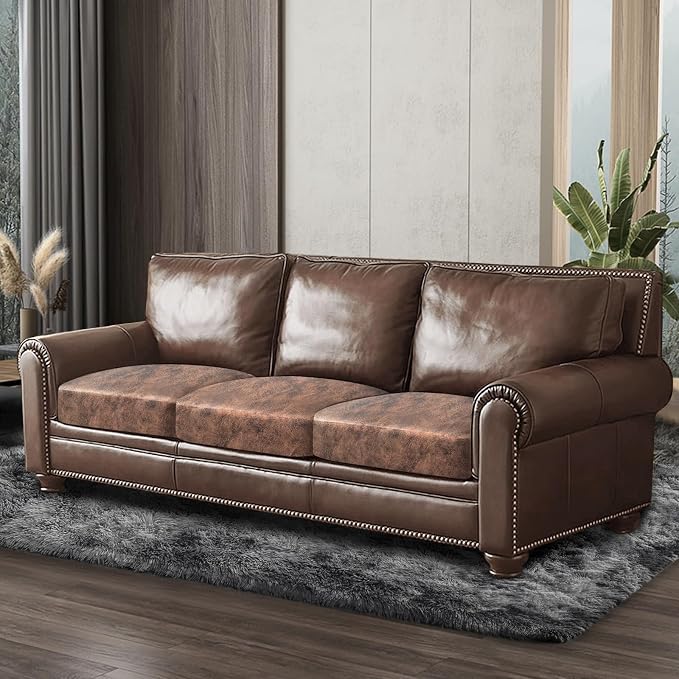 ANARACHON Leather Look Couch Cushion Covers Sofa Seat Slipcovers Sets Couches Furniture Protector for Sectional Armchair Loveseat Pets Kids Stretch Spandex Fabric (3 Cushion Sofa, Light Brown) - Image 8