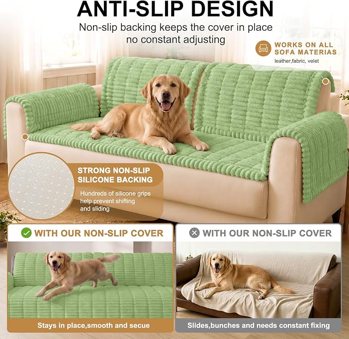 Smiry Couch Cover for Dogs, Non Slip Washable Sofa Protector for Pets | Soft Furniture Cover for Leather & Fabric Couches, Cozy Protect Against Fur, Dirt & Messes, Pet Friendly, 43"x82.7" - Image 10