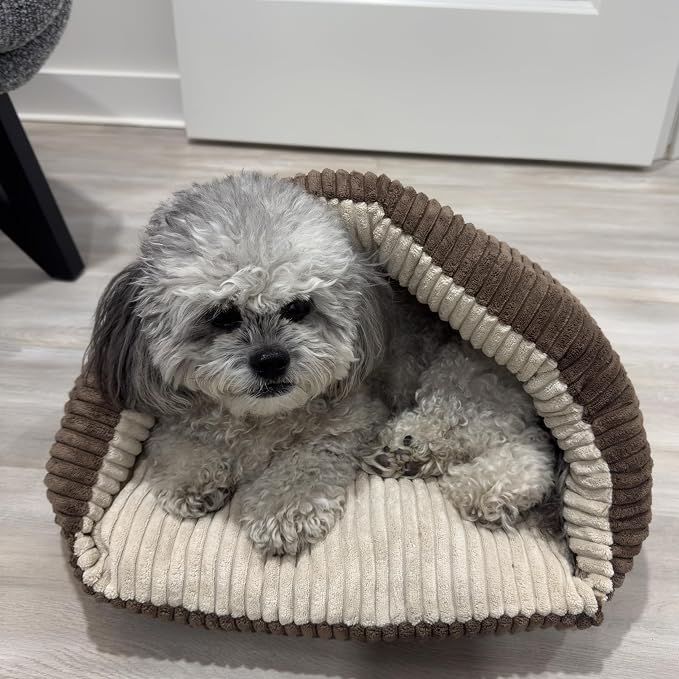 SPOT Sleep Zone Cuddle Cave - Cat Cave Bed for Indoor Cats and Mini Dogs, Durable, Comfortable, Washable for Kittens and Puppies Under 10 lbs and 12 inches Long, Corduroy Brown - Image 4