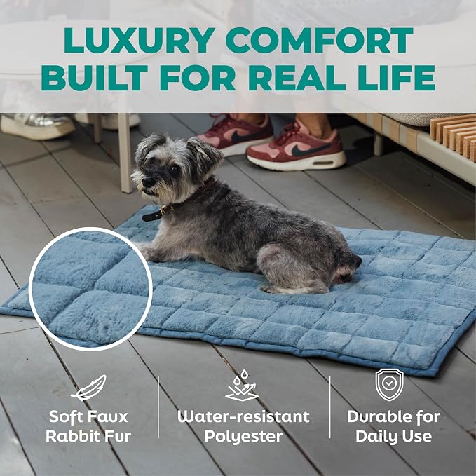 KindTail Nomad Nap Mat - Travel Dog Bed - Machine Washable, Water-Resistant Dog Mat for Pets up to 50 lbs - Lightweight, Portable Pet Bed with Carry Handle - Folds to 14 x 9 x 5 (1.5 lbs, Blue) - Image 2