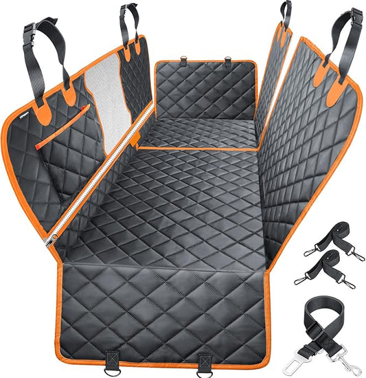 URPOWER 6-in-1 Dog Car Seat Cover for Back Seat, Waterproof Dog Car Hammock with Mesh Window, Non-Slip Pet Backseat Protector for Cars, Trucks and SUVs by URPOWER