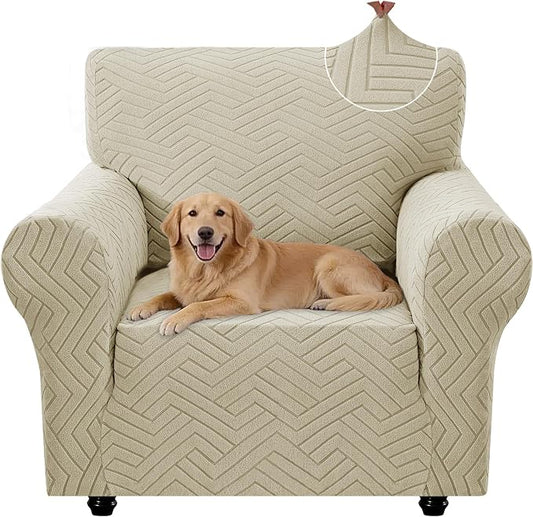 Stretch Sofa Cover Non-Slip Washable Furniture Protector | Stretch, 31"-46".Soft, Non Skid Foam, Elastic Bottom, Machine Washable, for Kids & Pets, Couch & Sofa, Khaki by YSTELLAA
