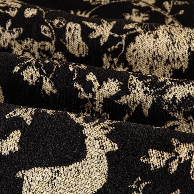 STACYPIK Vintage Botanical Floral Print Couch Cover for Pets, Chenille Jacquard Sofa Cover for 3 Cushion Couch,Multi-Use Furniture Protector, Non Slip Loveseat Slipcover for Sectional, Black-71X134IN - Image 9