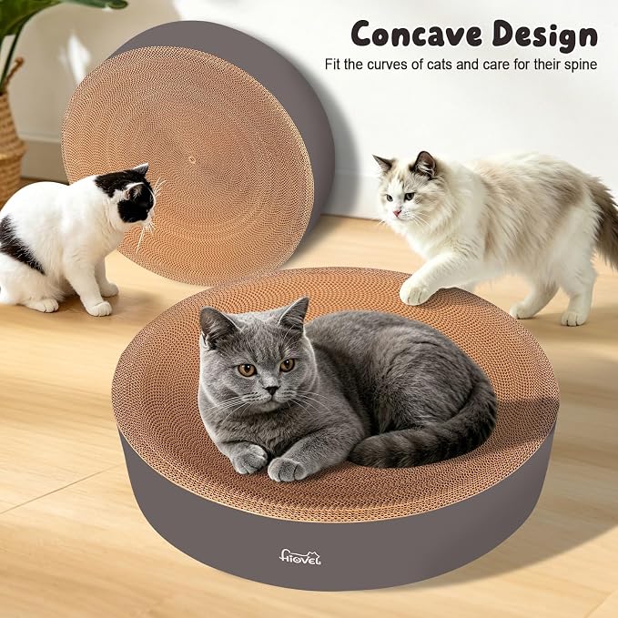 2 in 1 Round Cat Scratching Board, Cardboard Cat Scratcher for Indoor Cats, Corrugated Cat Scratch Pad for Grinding Claws and Rest (16.1'') - Image 3