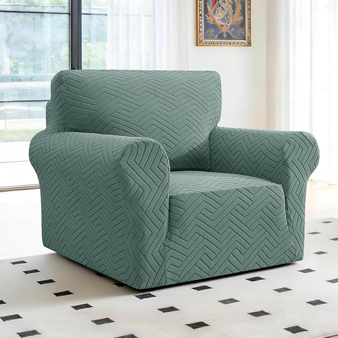 Stretch Sofa Cover Non-Slip Washable Furniture Protector | Stretch, 31"-46".Soft, Non Skid Foam, Elastic Bottom, Machine Washable, for Kids & Pets, Couch & Sofa, Pea Green - Image 2