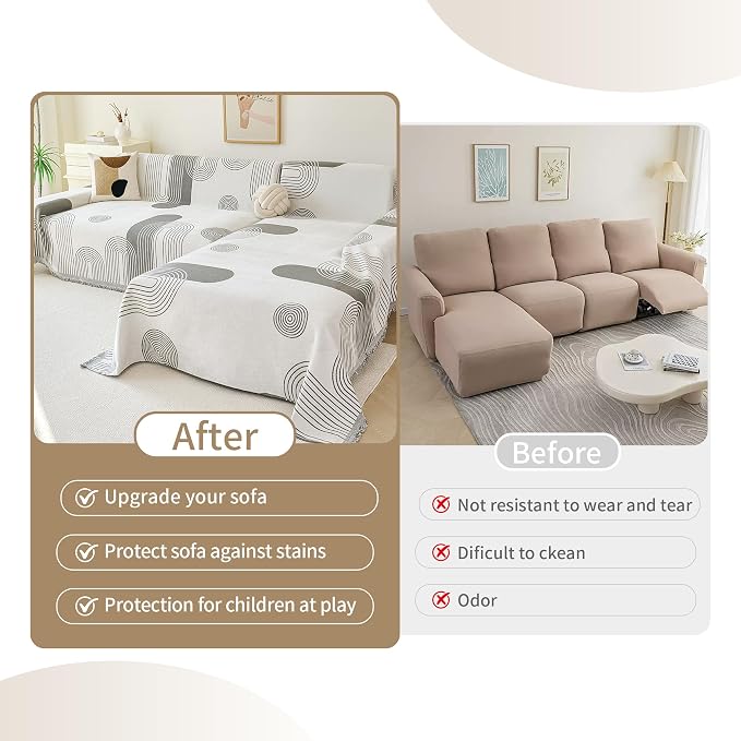 VANJOROY Couch Cover for 2 3 Cushion -Washable 100% Organic Chenille Couch Cover for Dogs Pets, Sofa Cover Protector Soft Sofa Slipcovers Sectional L-Shape with Tassel,71"x 118" - Image 9